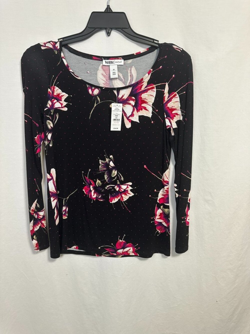 NWT WHBM Floral Black Shirt (Size XS)